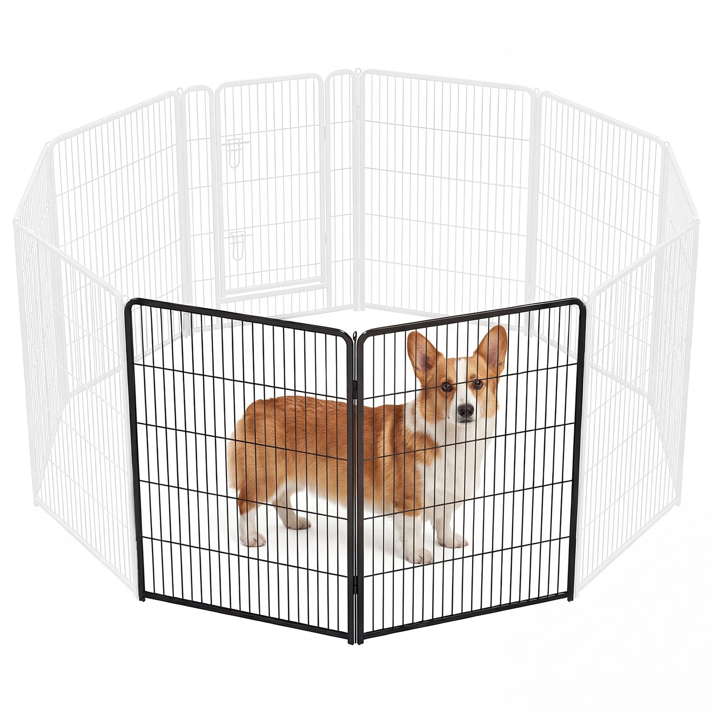 My Friendly™ Metal Material, Foldable Pet Fence With A Door, Suitable For Small, Medium And Large-sized Dogs Outdoors