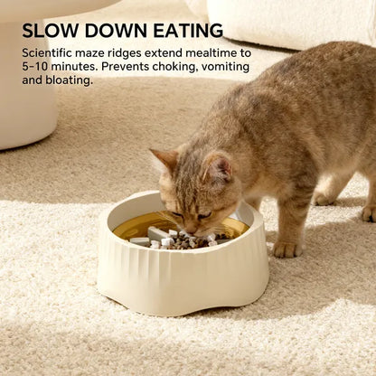 My Friendly™ 2-in-1 Dual Mode Large Plastic Cat Slow Feeder Bowl, Switchable Fast&Slow Feed