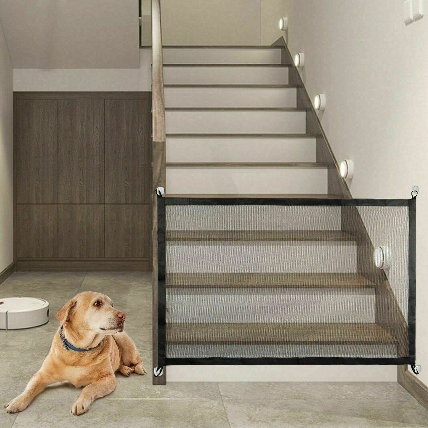 My Friendly™ Pets Dog Cat Baby Safety Gate Mesh Fence Magic Portable Guard Net Stairs Doors