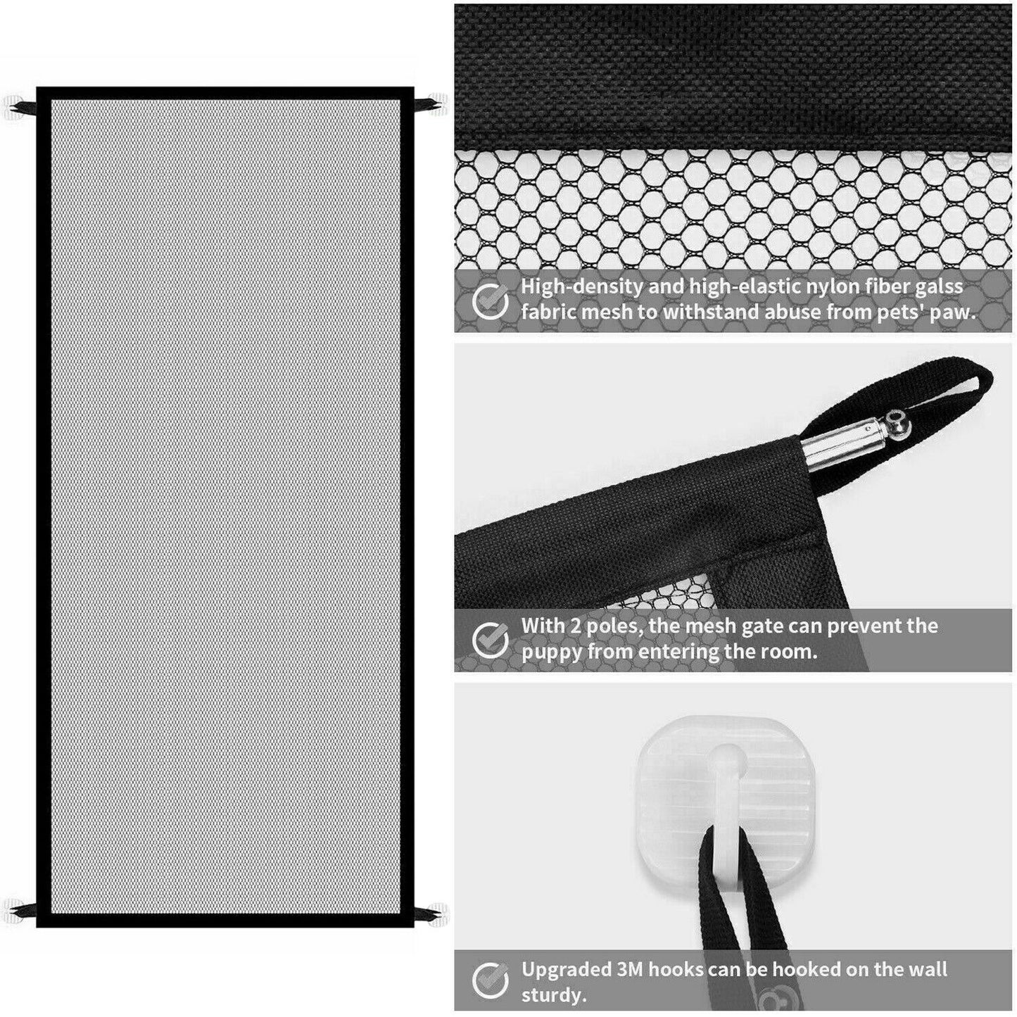 My Friendly™ Pets Dog Cat Baby Safety Gate Mesh Fence Magic Portable Guard Net Stairs Doors