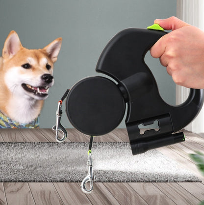My Friendly™ Retractable Dog Leash For Small Dogs Reflective Dual Pet Leash Lead 360 Swivel No Double Dog Walking Leash With Lights Pet Products