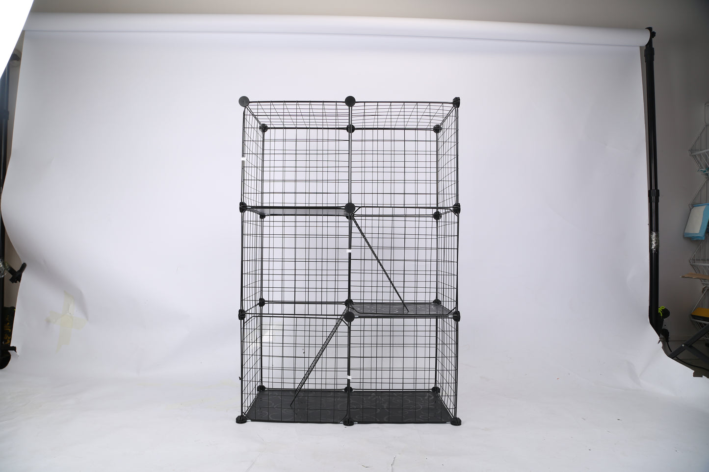 3 Tier Cat Playpen Cage Metal Indoor Cat House Detachable Kitten House With 3 Doors 2 Ladders Large Cat Exercise Place For 1-2 Cats Black