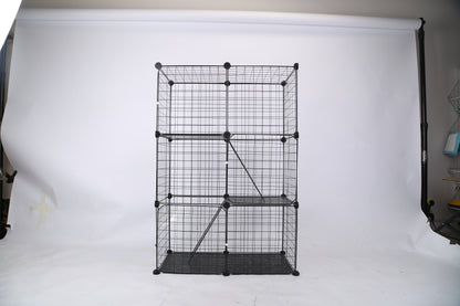 3 Tier Cat Playpen Cage Metal Indoor Cat House Detachable Kitten House With 3 Doors 2 Ladders Large Cat Exercise Place For 1-2 Cats Black