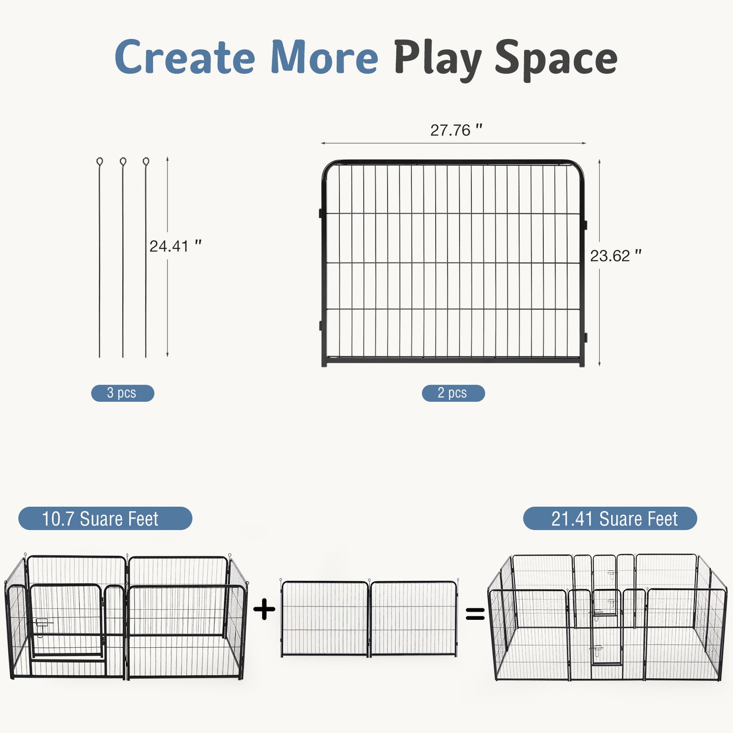 My Friendly™ Metal Material, Foldable Pet Fence With A Door, Suitable For Small, Medium And Large-sized Dogs Outdoors