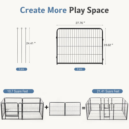 My Friendly™ Metal Material, Foldable Pet Fence With A Door, Suitable For Small, Medium And Large-sized Dogs Outdoors