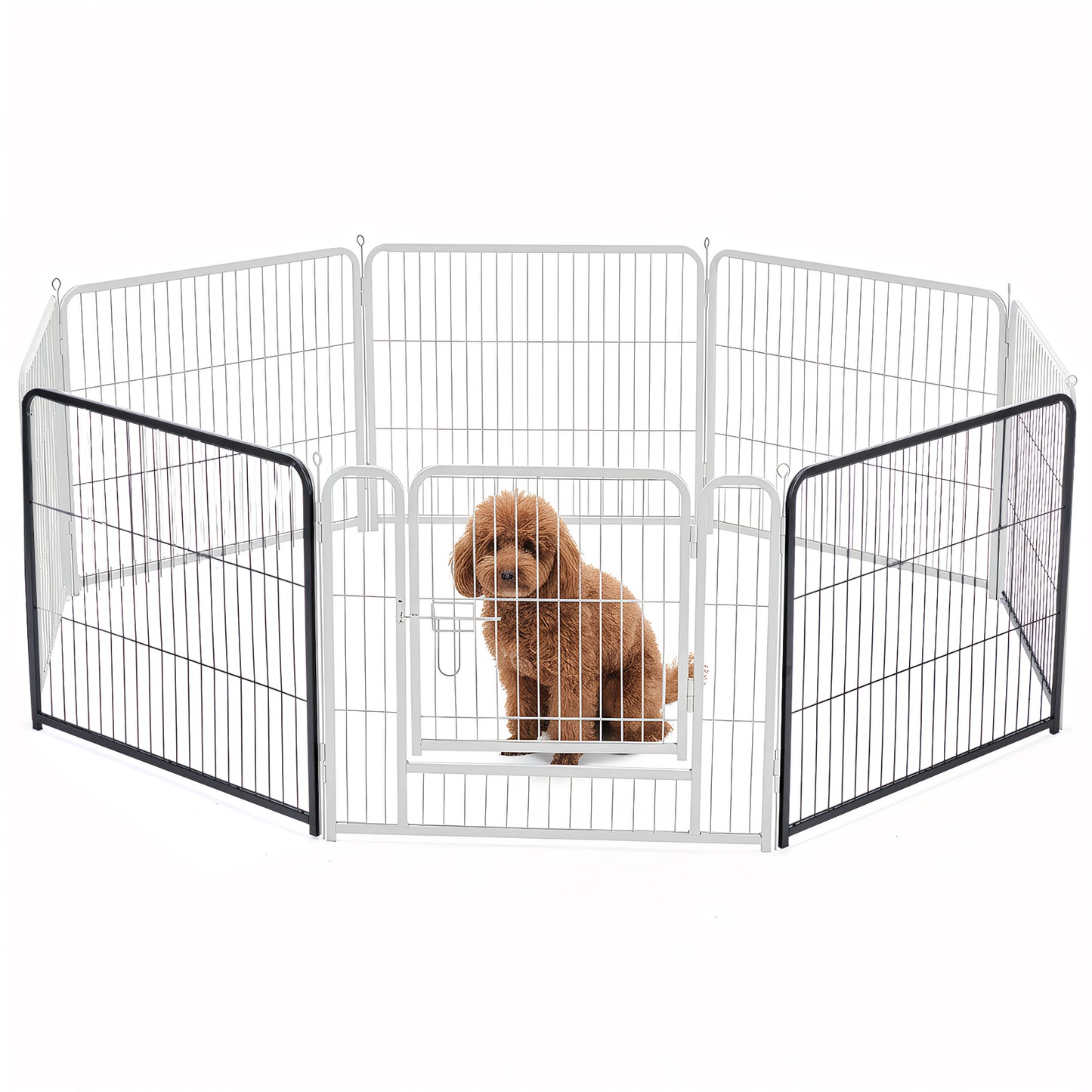 My Friendly™ Metal Material, Foldable Pet Fence With A Door, Suitable For Small, Medium And Large-sized Dogs Outdoors
