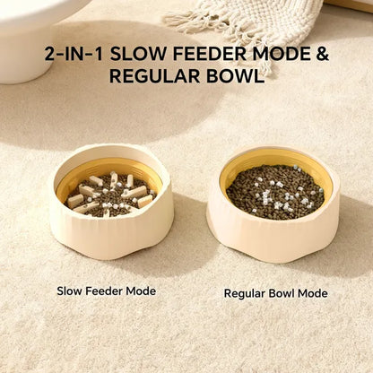 My Friendly™ 2-in-1 Dual Mode Large Plastic Cat Slow Feeder Bowl, Switchable Fast&Slow Feed