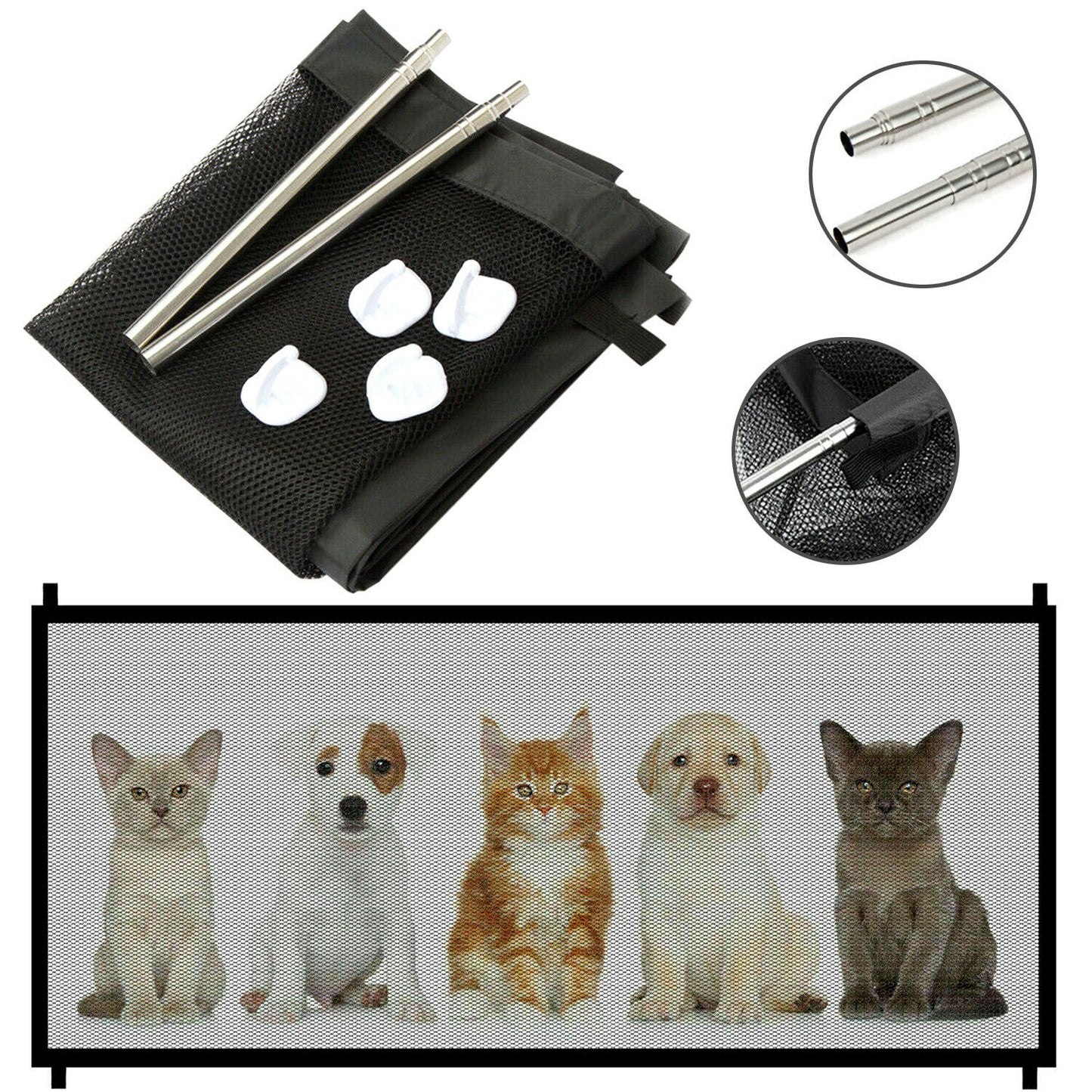My Friendly™ Pets Dog Cat Baby Safety Gate Mesh Fence Magic Portable Guard Net Stairs Doors