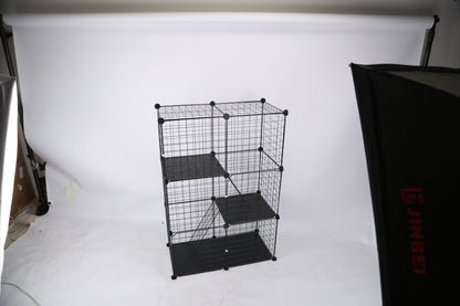 3 Tier Cat Playpen Cage Metal Indoor Cat House Detachable Kitten House With 3 Doors 2 Ladders Large Cat Exercise Place For 1-2 Cats Black