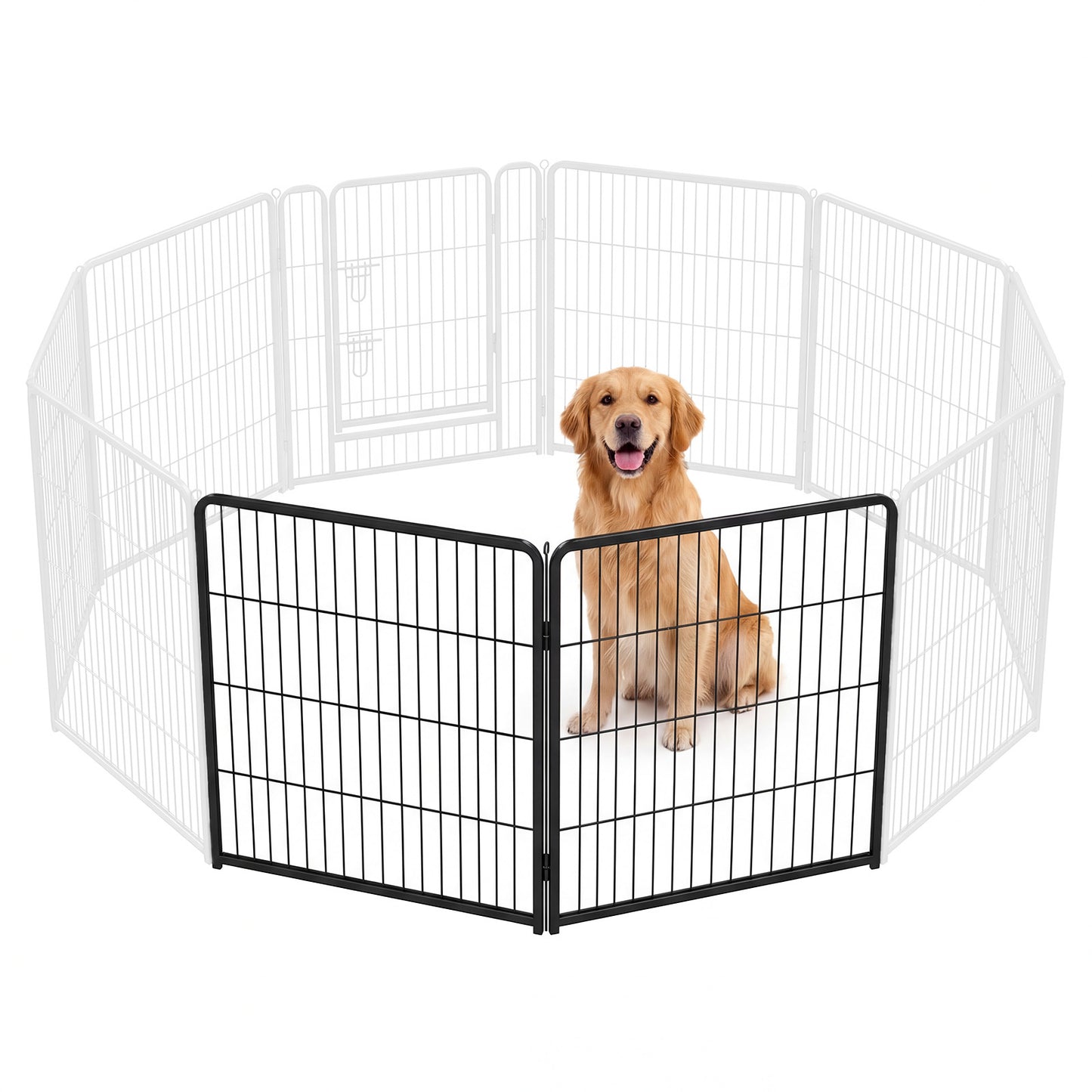 My Friendly™ Metal Material, Foldable Pet Fence With A Door, Suitable For Small, Medium And Large-sized Dogs Outdoors
