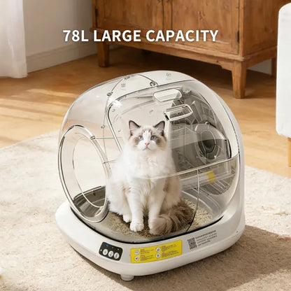 My Friendly™ Best Automatic Cat Litter Box, 78L Fully Enclosed Tu-ya APP Smart Self-Cleaning Litter Box For Multi-Cat Homes