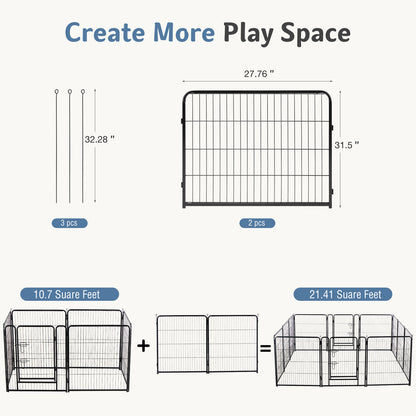 My Friendly™ Metal Material, Foldable Pet Fence With A Door, Suitable For Small, Medium And Large-sized Dogs Outdoors
